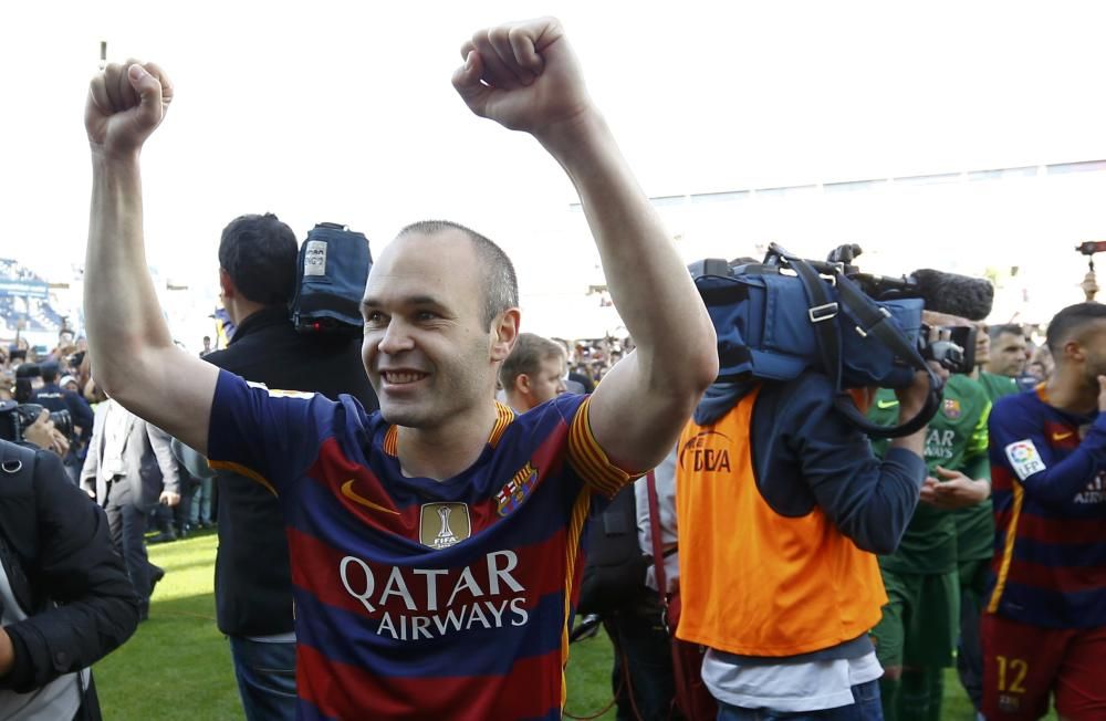 Celebració dels jugadors del Barça al final del partit