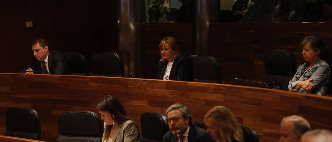 Covadonga Tomé durante el discurso de Adrián Barbón