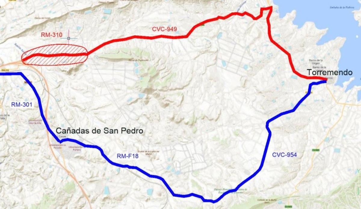 Mapa de la zona afectada por los cortes de tráfico