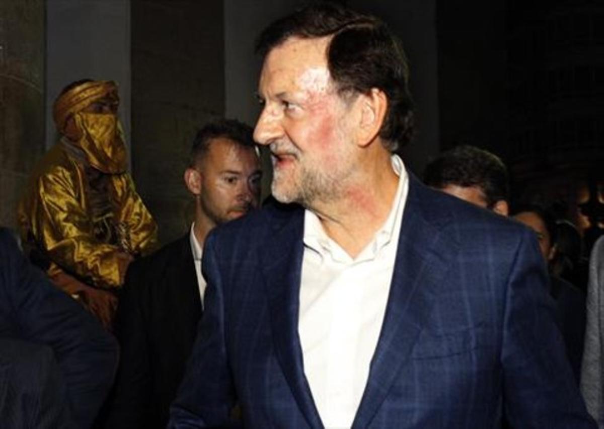 Rajoy sin gafas, tras la agresión sufrida en Pontevedra