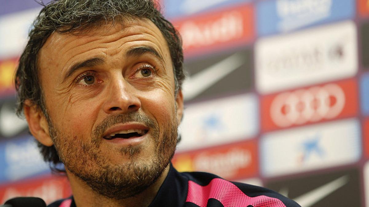 Luis Enrique, durante la rueda de prensa que ha ofrecido tras el entrenamiento en la ciudad deportiva del Barça, en Sant Joan Despí