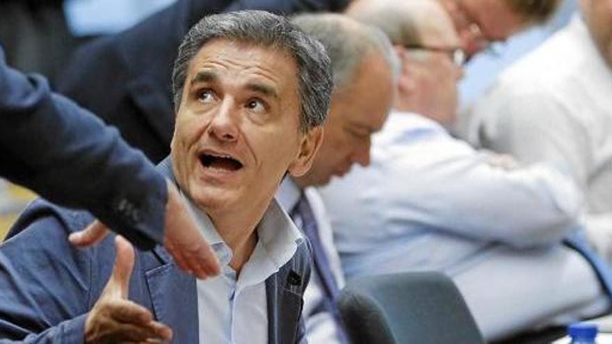 El ministre grec de Finances, Euclid Tsakalotos, en una reunió de l&#039;Eurogrup, el juliol passat