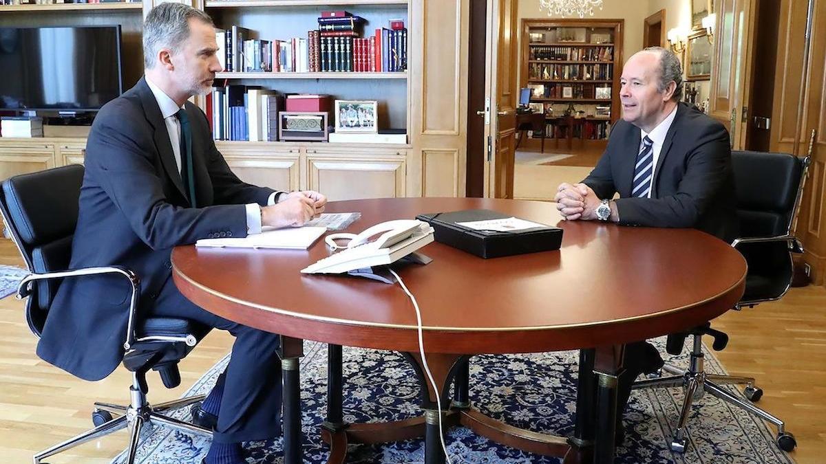 Felipe VI, en uno de los encuentros mantenidos este miércoles en la Zarzuela.