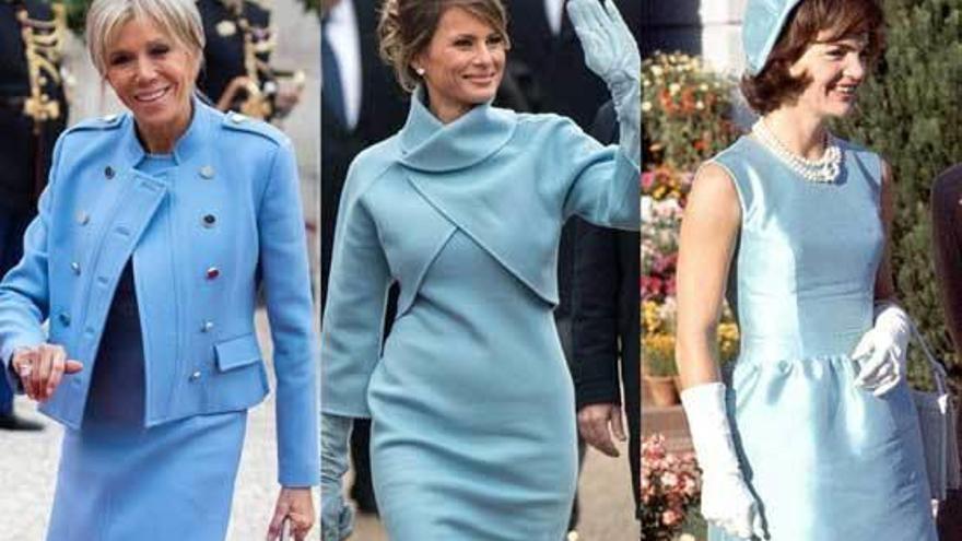 De izquierda a derecha, Brigitte Macron, Melania Trump y Jacqueline Kennedy. /