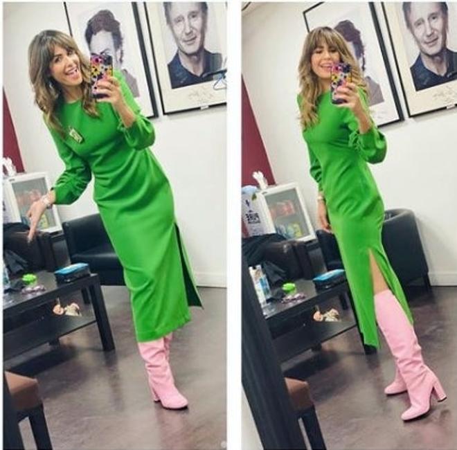Nuria Roca con vestido verde de Zara