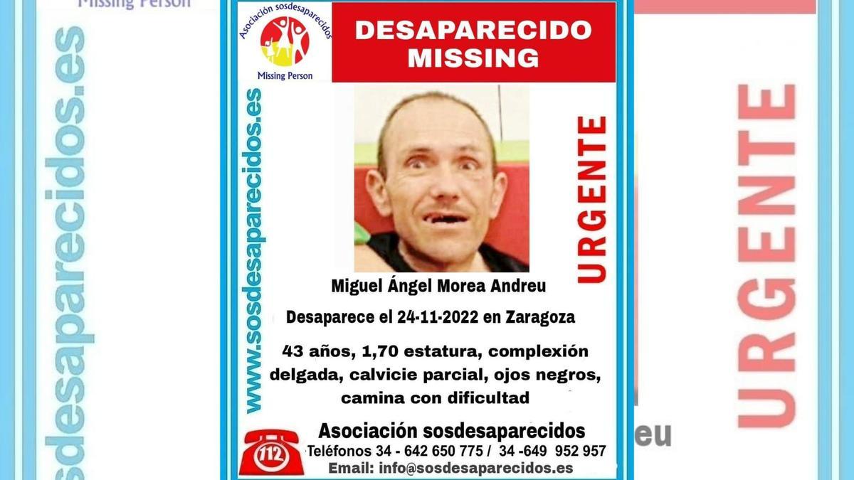 Miguel Ángel Morea Andreu ha desaparecido en Zaragoza