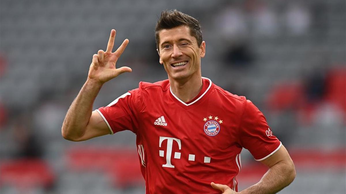 Robert Lewandoswki celebra un gol con el Bayern de Múnich