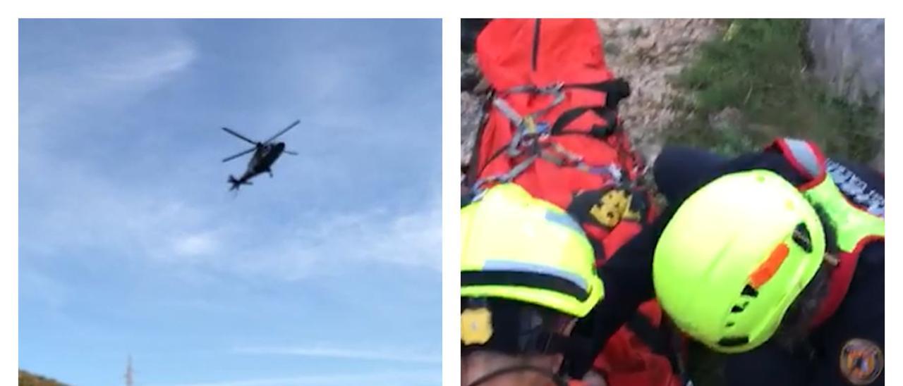 Los bomberos rescatan con un helicóptero a un hombre que presentaba síntomas de infarto en Ontinyent