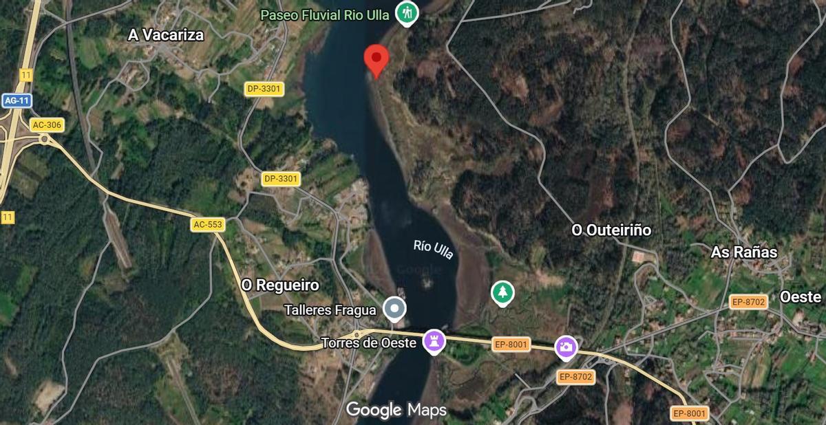 Marcada en rojo, la zona en la que encalló el barco.