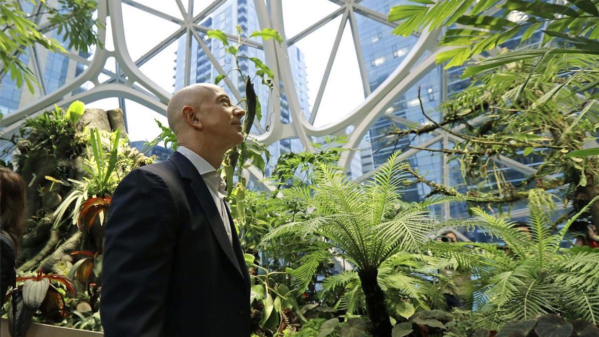 Jeff Bezos, fundador de Amazon, en los jardines que la firma tiene en Seattle, Estados Unidos.