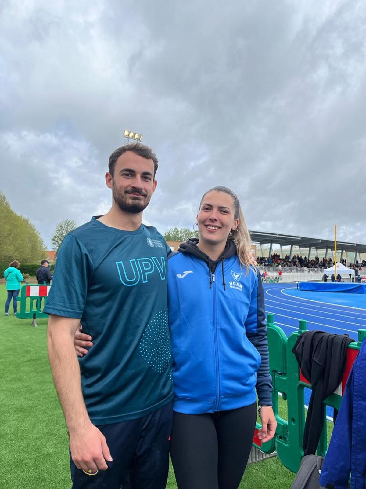 Los gandienses Marc Mestre y Gema Martí, en el Nacional universitario