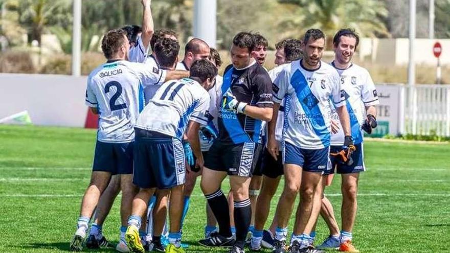 Exhibición de fútbol gaélico en el descanso del Galicia-Venezuela