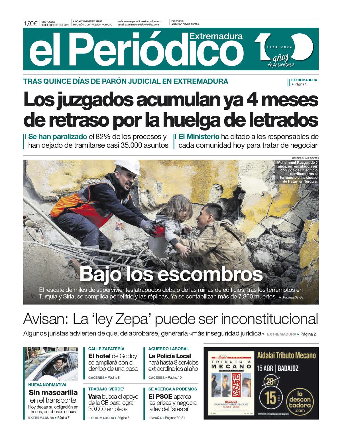 Consulta la portada correspondiente al día 8 de febrero de 2023