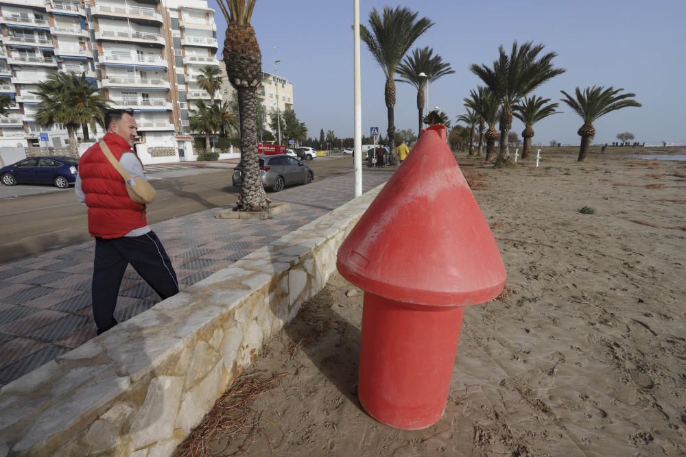 Daños en el litoral de Camp de Morvedre tras el paso del temporal Gloria