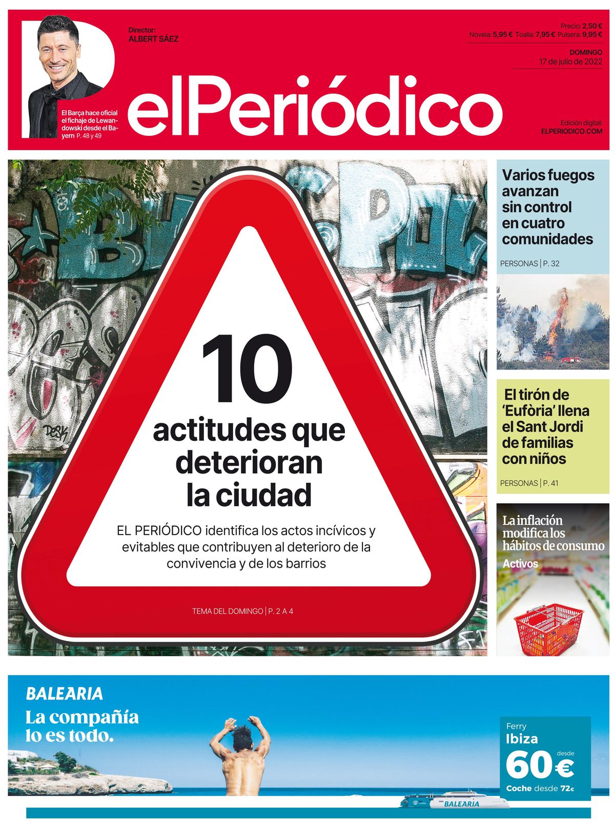 La portada d’EL PERIÓDICO del 17 de juliol del 2022
