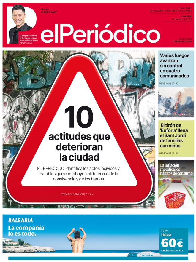 La portada d’EL PERIÓDICO del 17 de juliol del 2022