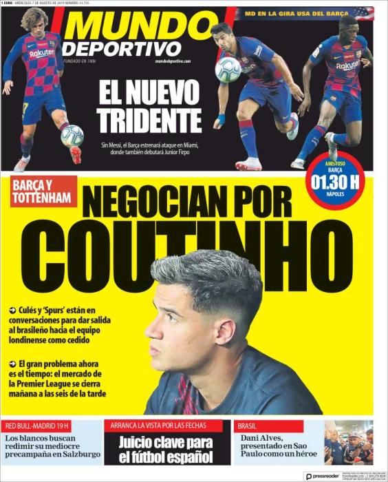 Portada MUNDO DEPORTIVO miércoles 7 agosto 2019