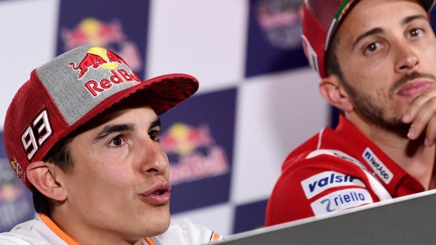 Márquez y Dovizioso en la rueda de prensa del GP de España.