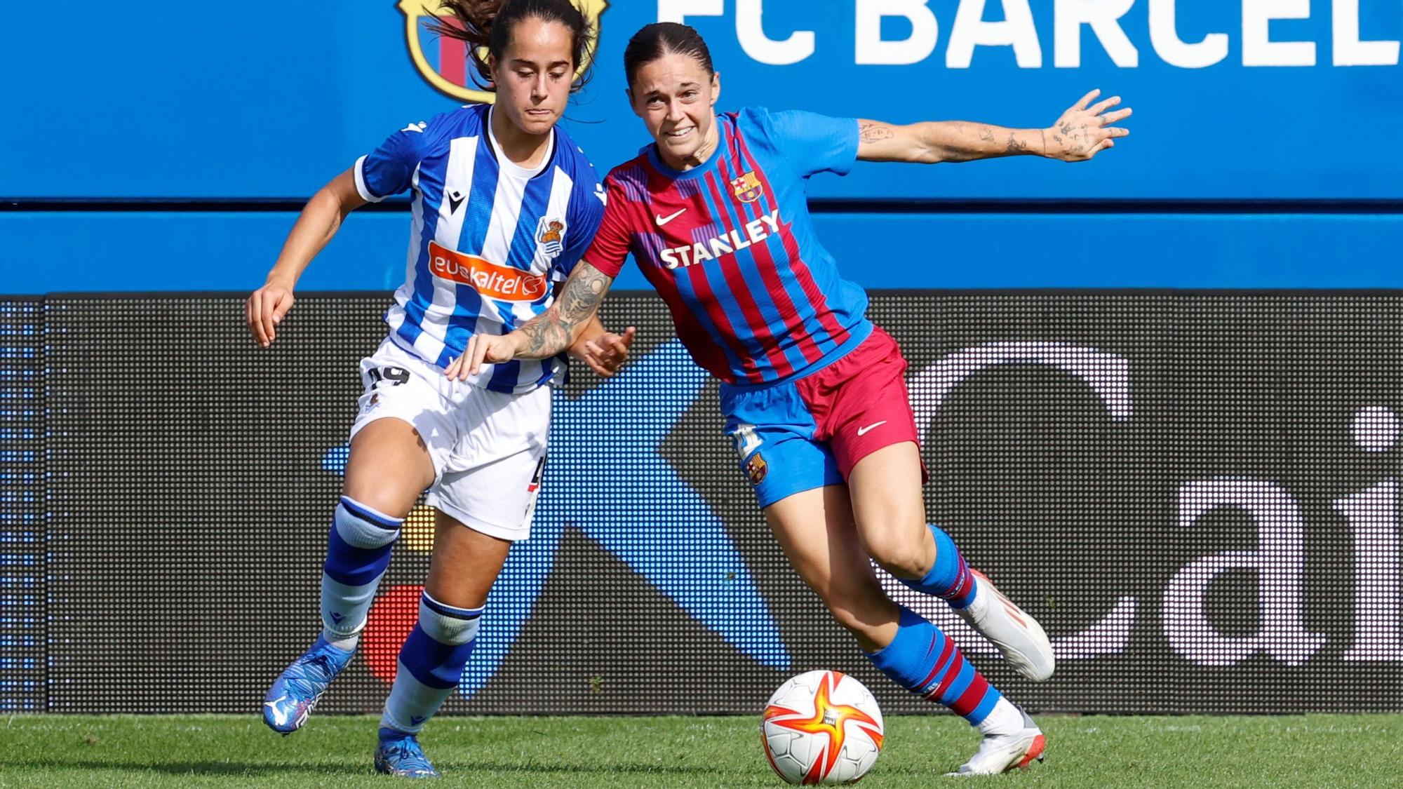 Mapi León en el encuentro ante la Real Sociedad en el Johan Cruyff