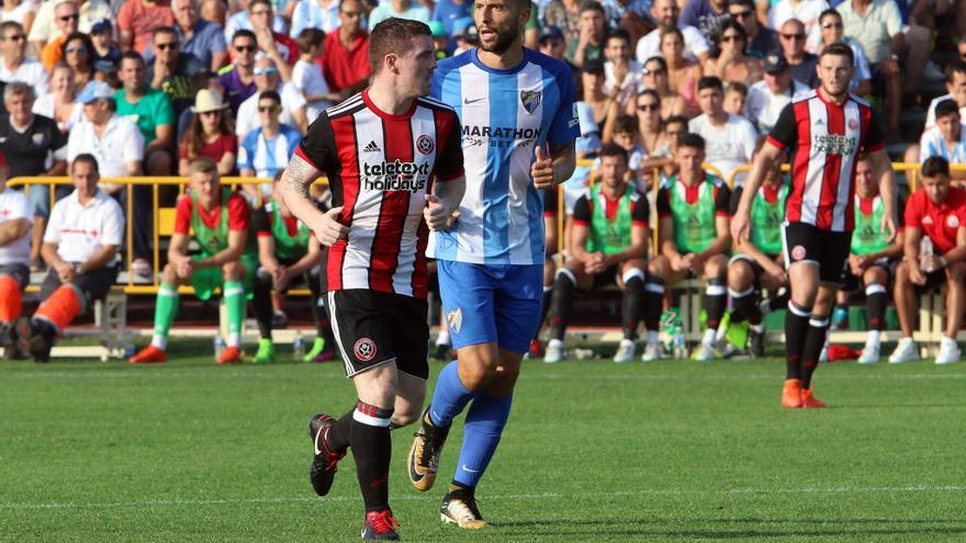 Borja Bastón, una de las caras nuevasdel Málaga CF, en el partido de ayer en Coín