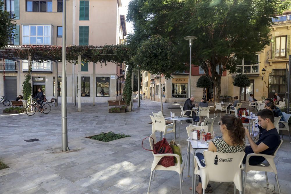 Anhänger der katalanischen Separatisten demonstrieren auf dem Rathausplatz von Palma