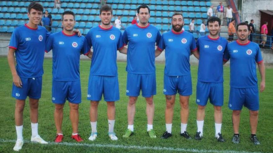 Ocampo, Marcos Sotelo, Toni, Lucas Sierra, Aitor, Fran y Durán, siete de las ocho incorporaciones. // Y. S.