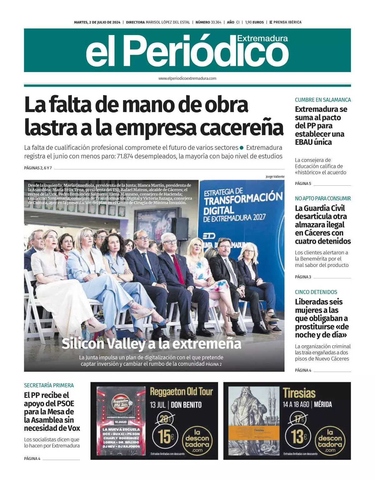 Consulta la portada correspondiente al día 2 de julio de 2024