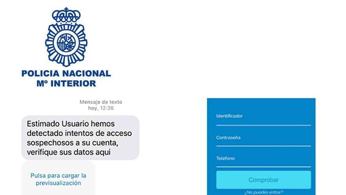 Mensajes remitidos por los estafadores para conseguir datos de las víctimas.