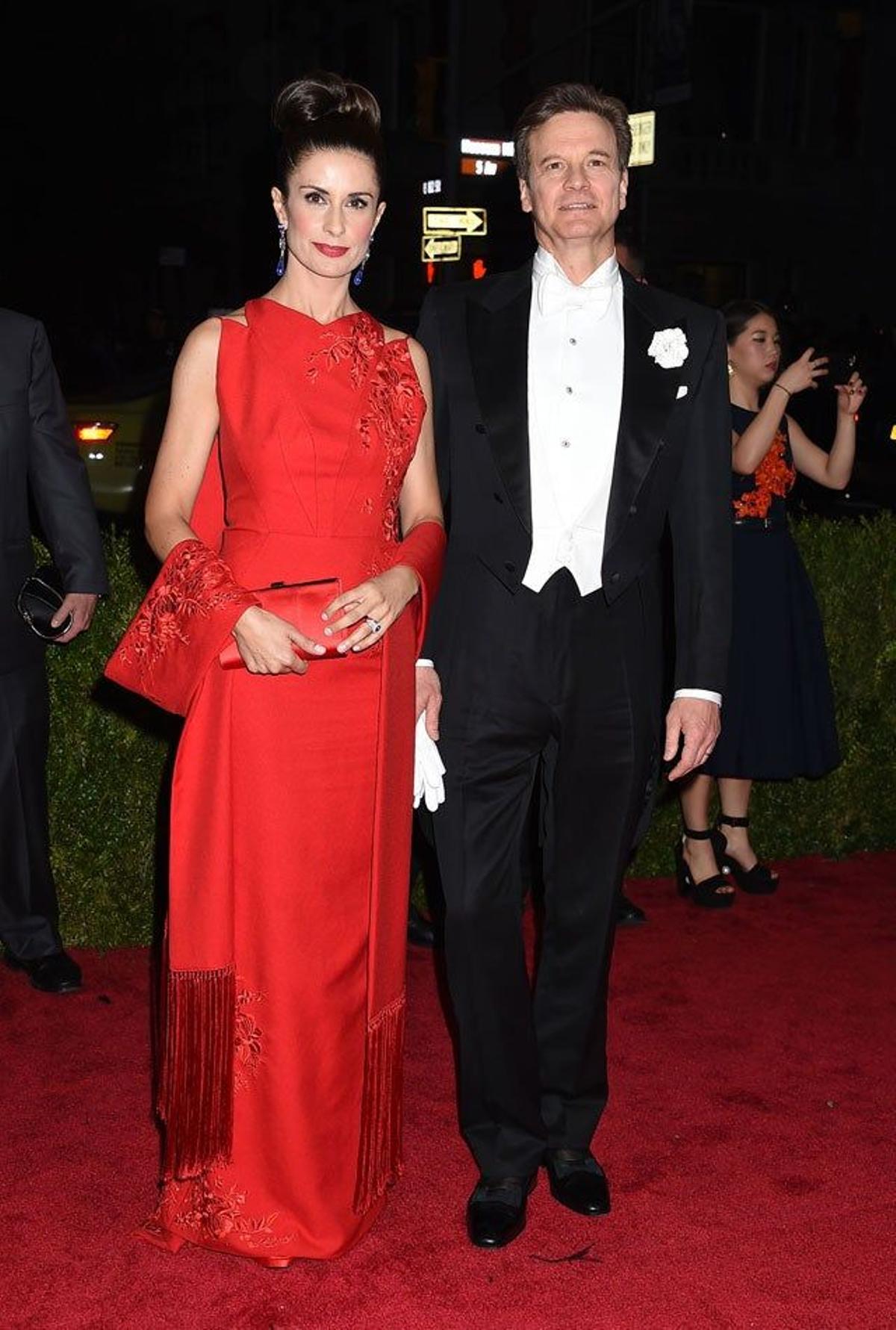 Colin Firth y Livia Giuggioli en la gala MET 2015