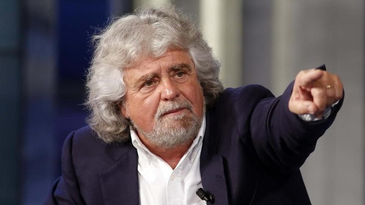 Beppe Grillo interviene como invitado en el programa de la RAI Puerta a Puerta.