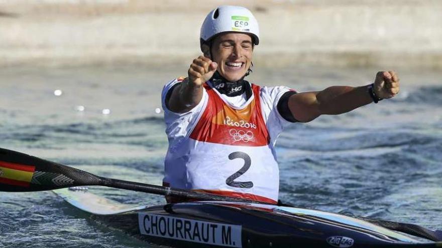 Maialen Chourraut celebra la consecución de la medalla de oro, ayer en Río de Janeiro.