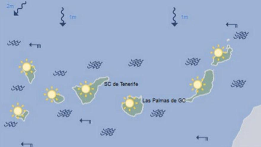 Cielos poco nubosos o despejados en Canarias