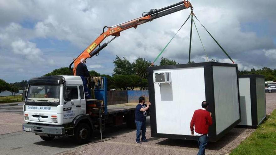 La organización comenzó ayer a instalar el recinto del Atlantic Fest en O Bao. // Noé Parga