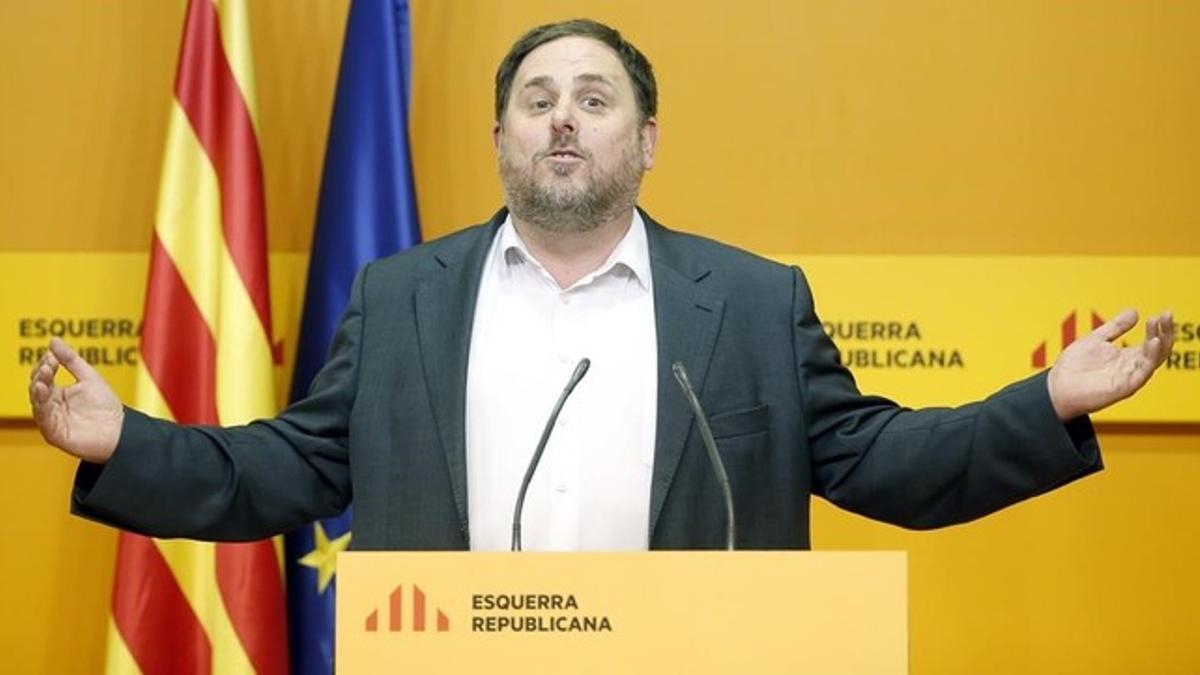 Oriol Junqueras comparece tras la reunión de la ejecutiva de ERC.