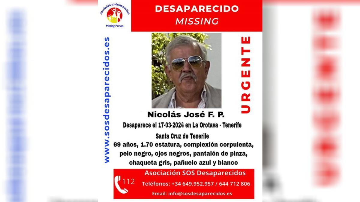 Nicolás, desaparecido en Tenerife.