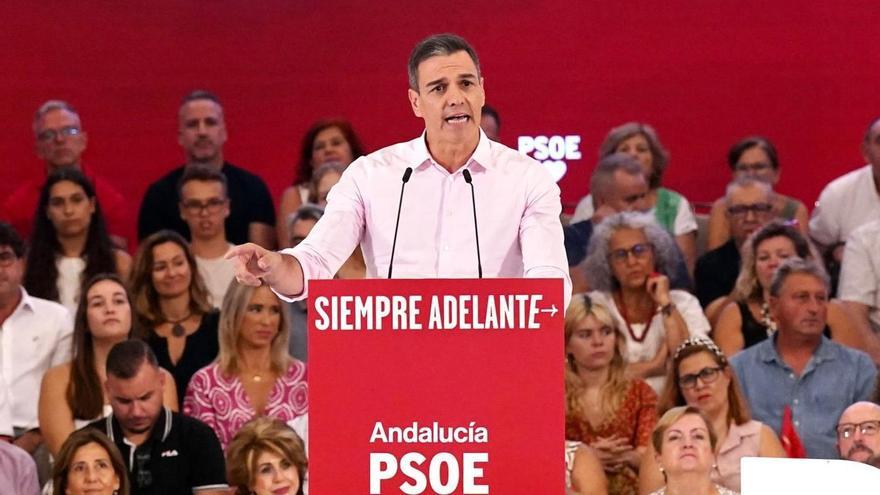 Pedro Sánchez,en un mitin del PSOE en Málaga.