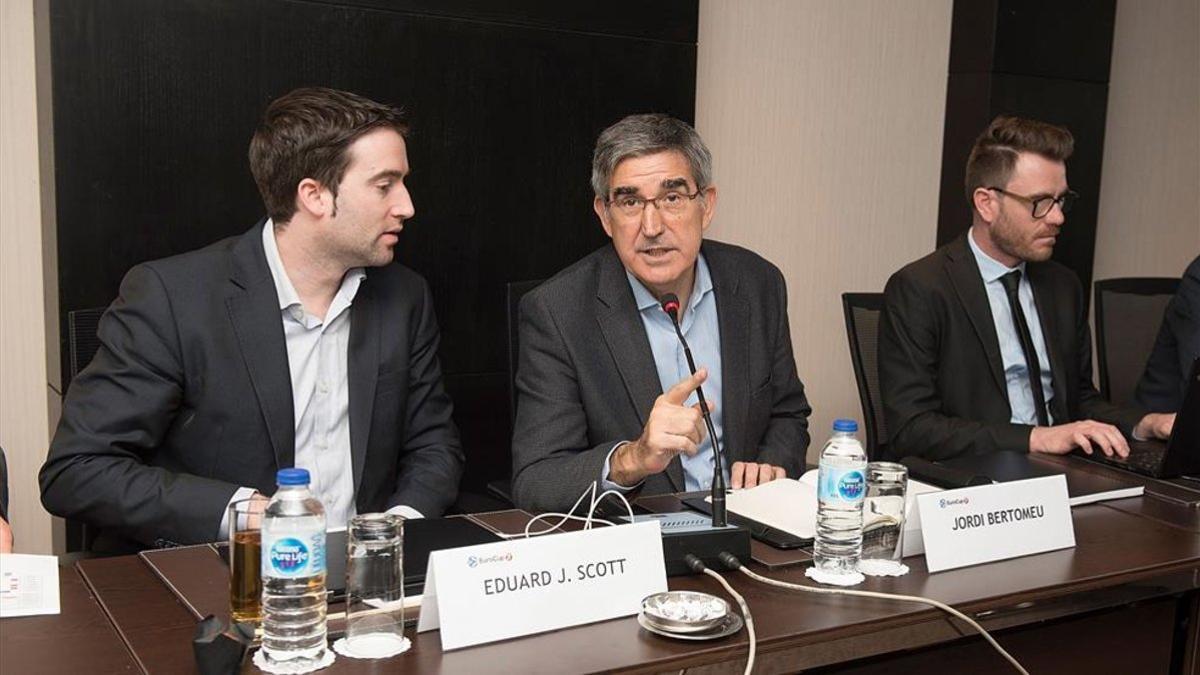 Jordi Bertomeu, durante una reunión de la Euroliga