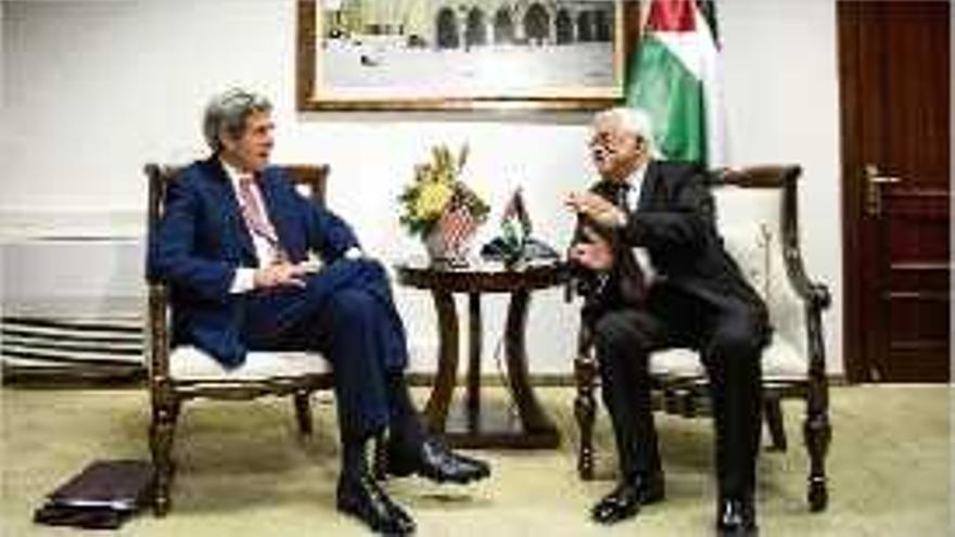 La trobada entre Kerry i Abbas a Ramallah.