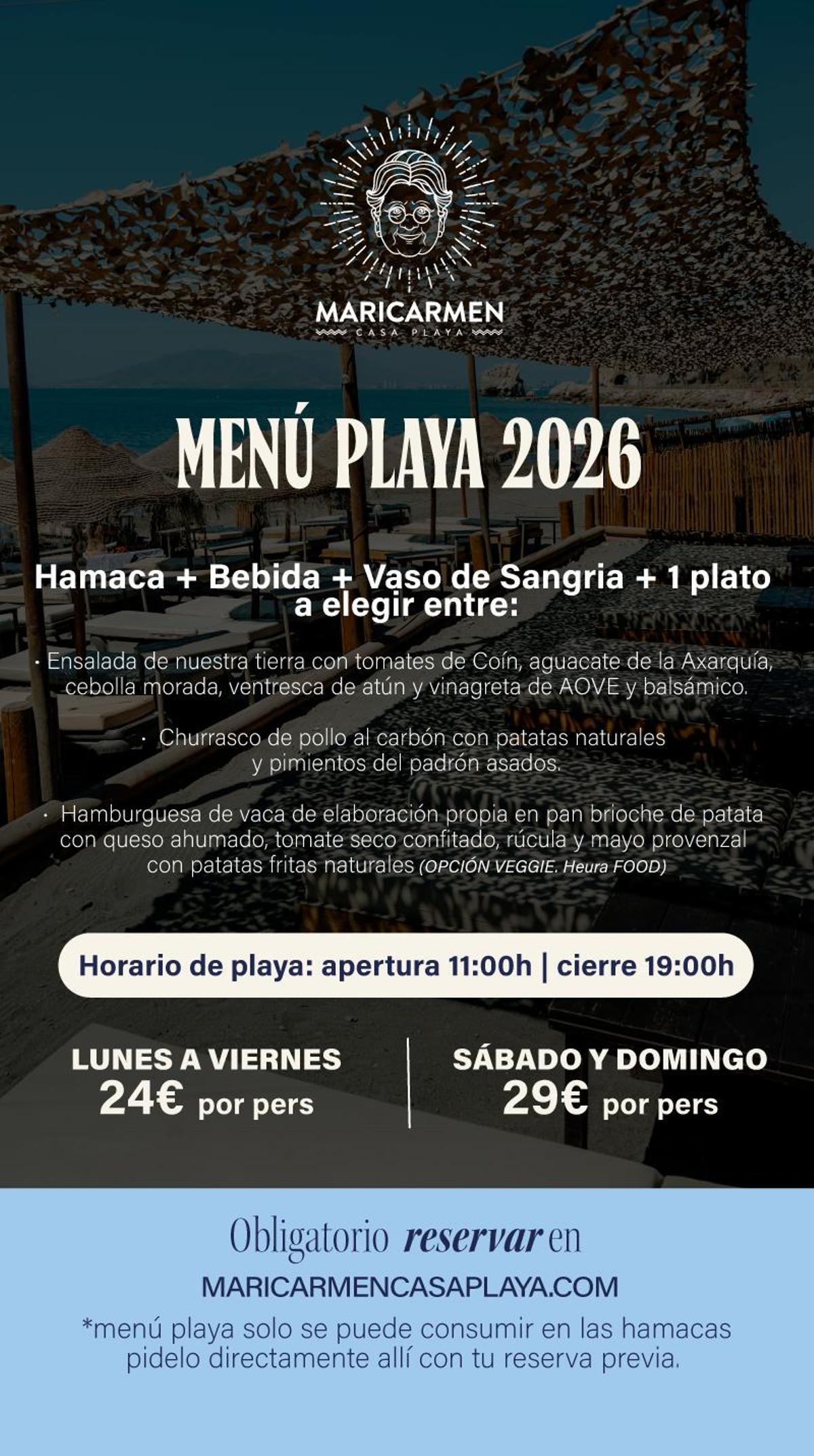 Menú Playa 2026