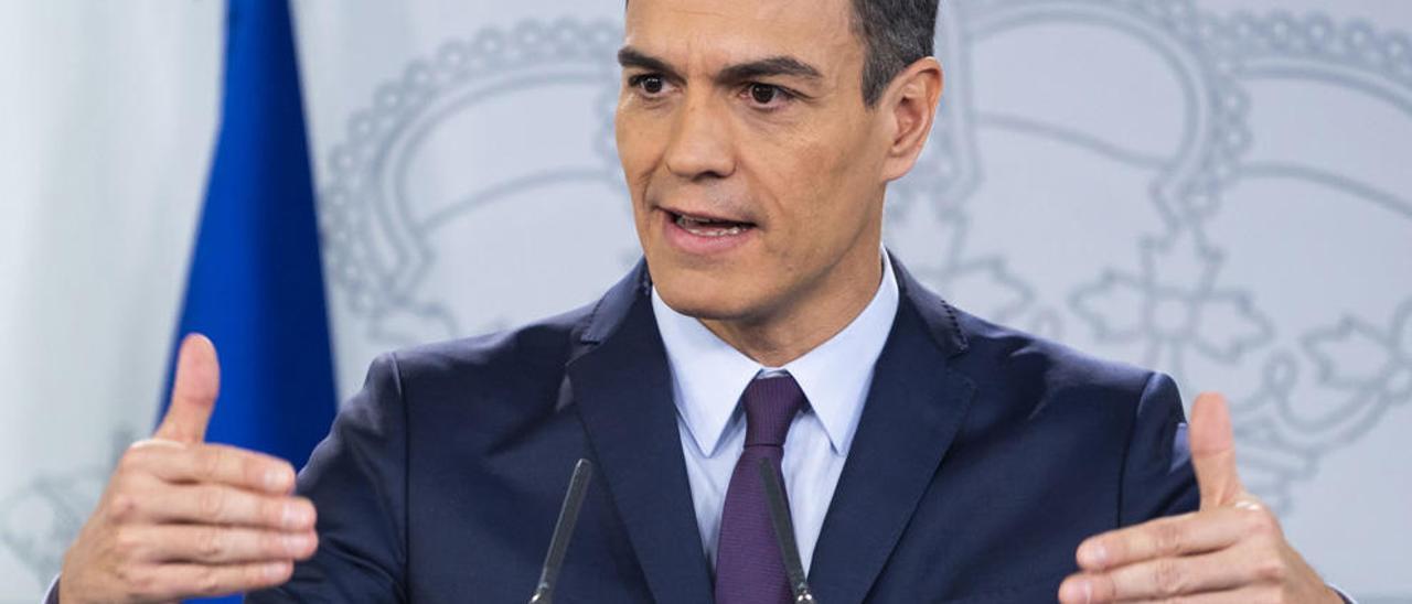 Sánchez, en la comparecencia en la que anunció las elecciones.