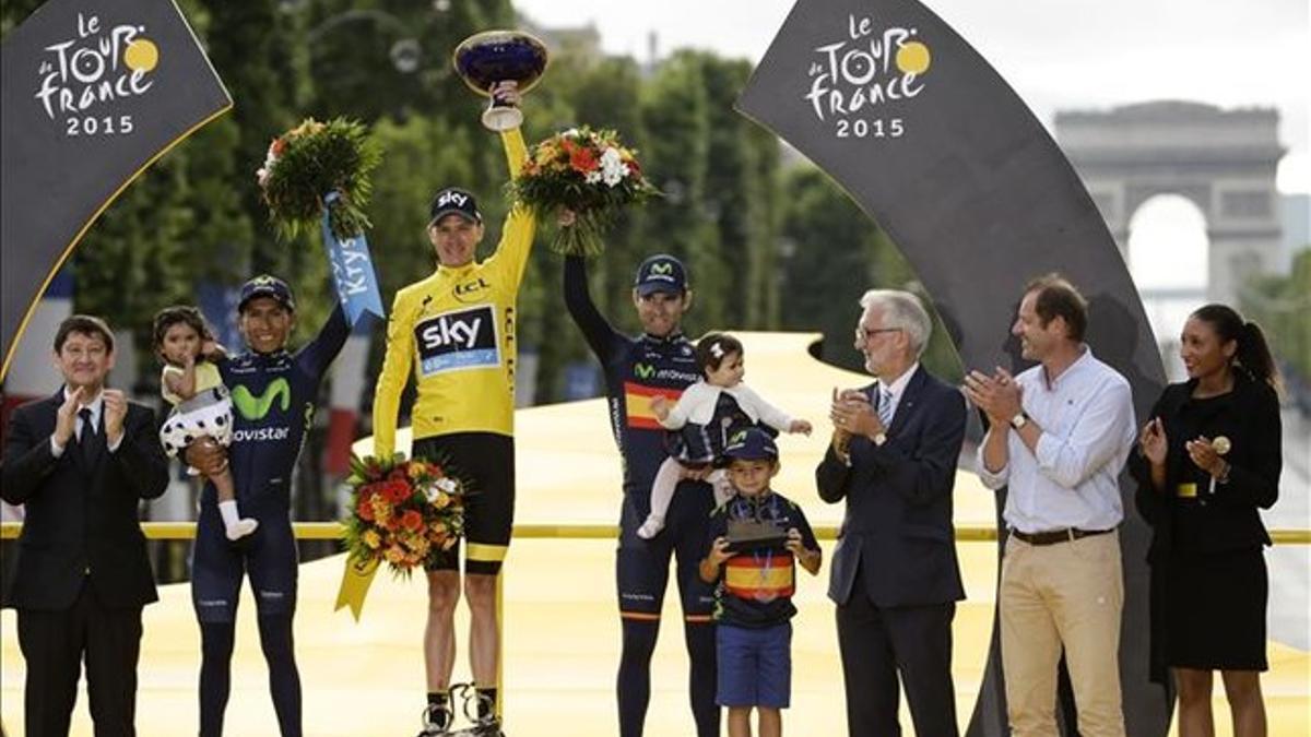 Froome, Quintana y Valverde, el podio del Tour 2015