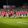 Los jugadores del Girona celebran la clasificación a Europa en Montilivi