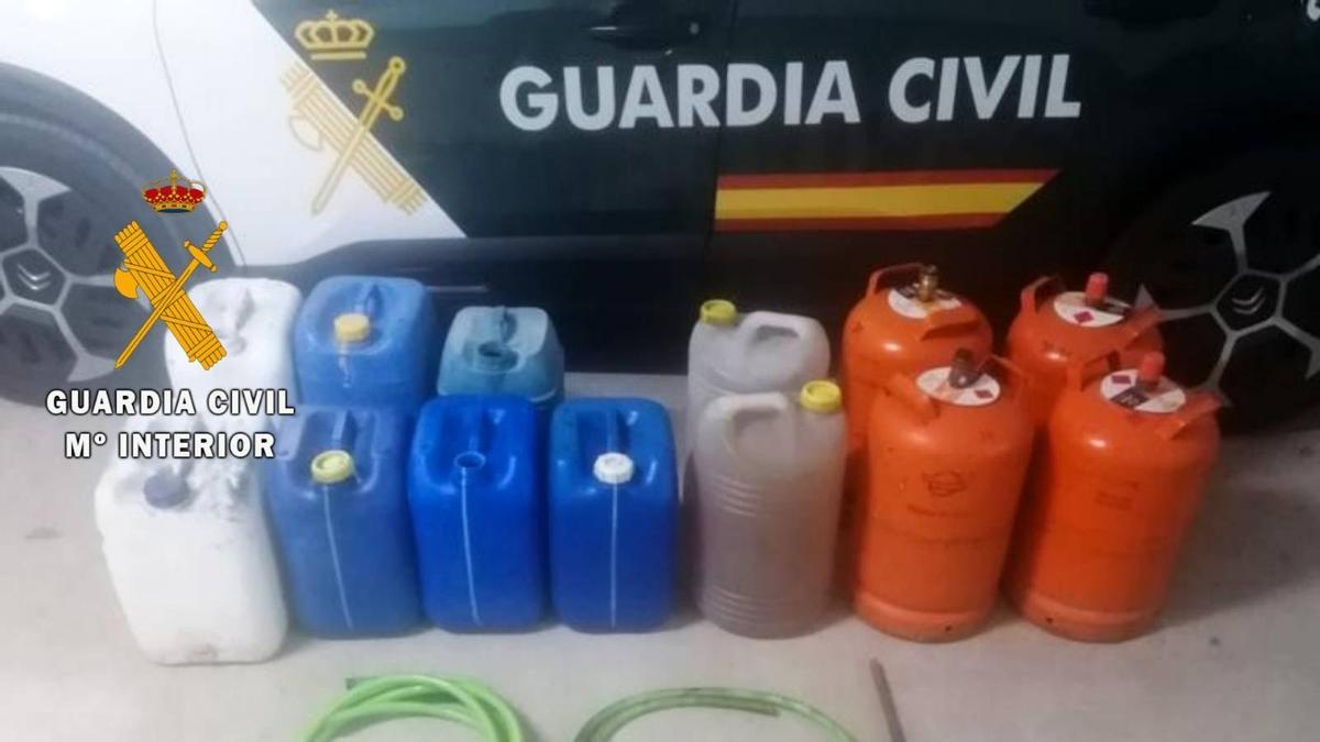 Gasoil y bombonas confiscadas.