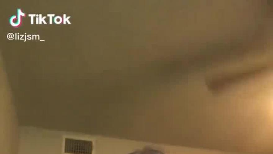 Se graba un Tik Tok cantando y su madre le pega un susto... ¡cayéndose del techo!