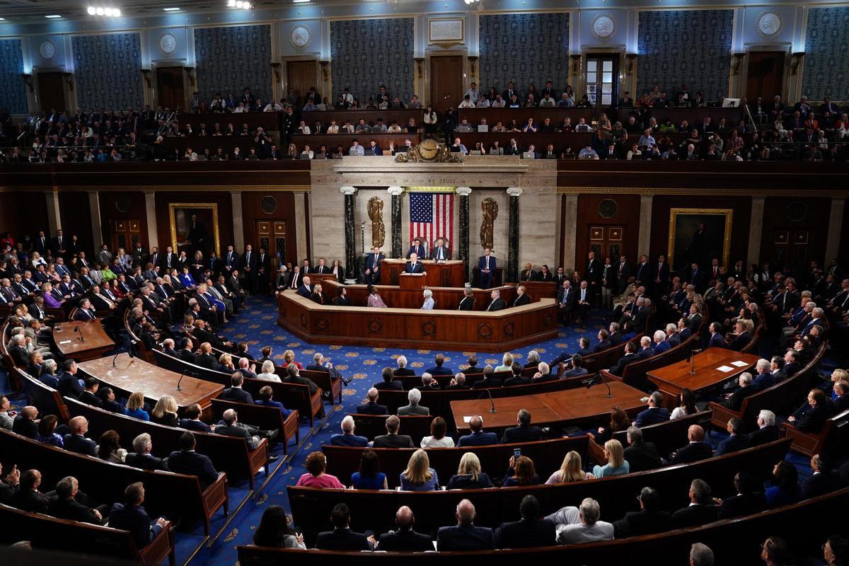 La Cámara de Representantes de EEUU, durante un discurso del presidente israelí Binyamín Netanyahu.