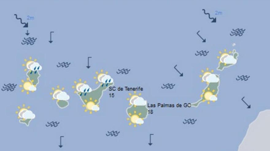Canarias amanece con nubes y posibilidad de lluvias débiles