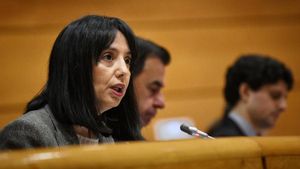La directora general de la Guardia Civil, Mercedes González Fernández, en la Comisión de Interior del Senado.