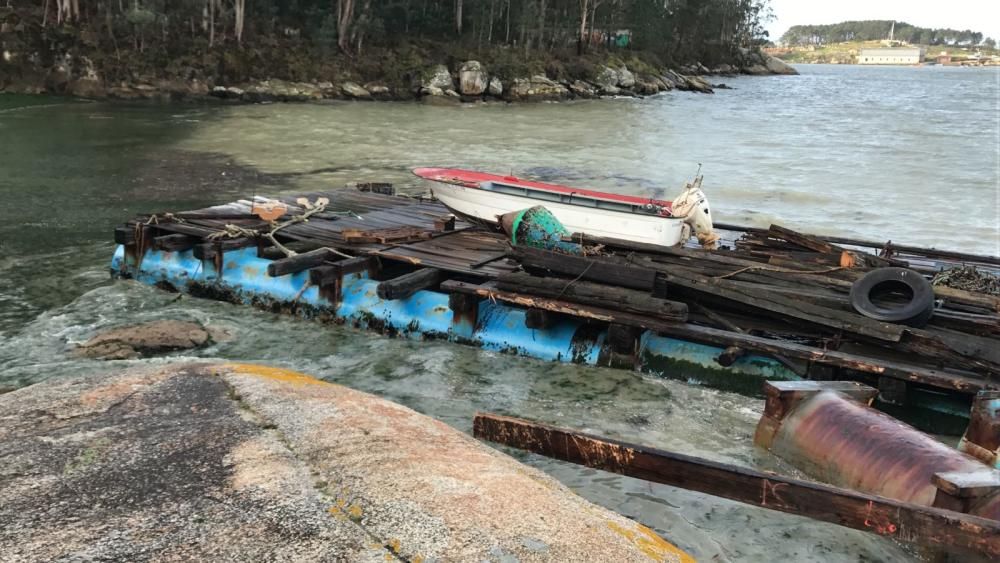 Los efectos del temporal Kurt en Arousa