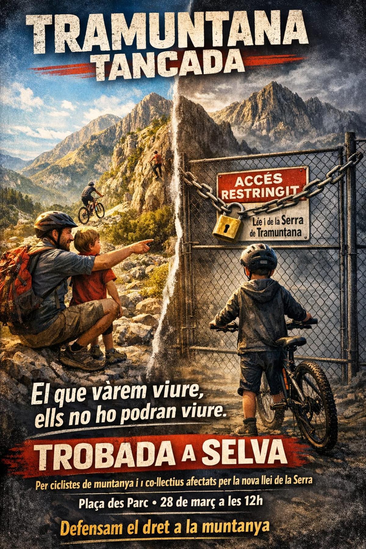 Cartel sobre la concentración del próximo sábado en Selva.