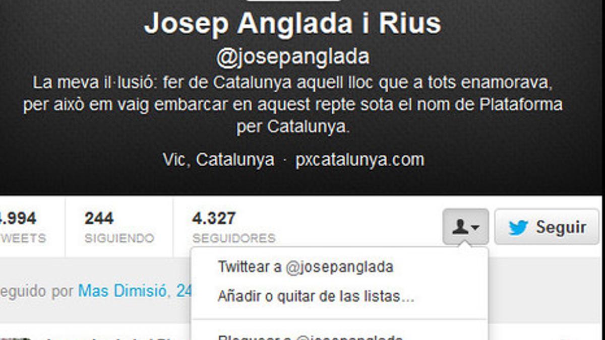 Imagen que indica cómo bloquear la cuenta de Josep Anglada